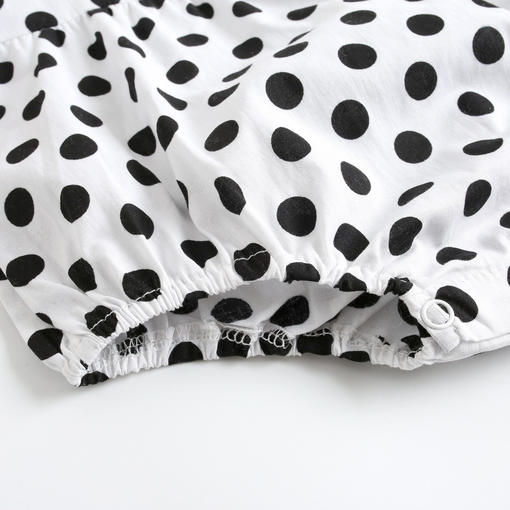 Sanlutoz Áo Liền Quần Tay Dài Bằng Cotton Họa Tiết Chấm Bi Dễ Thương Cho Bé Gái