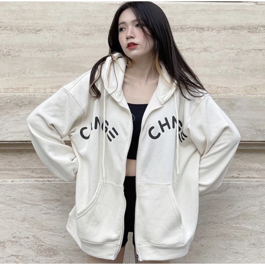 Áo Khoác Nỉ Bông CHNGE Nam Nữ Unisex, Áo Hoodie Zip Form Rộng Phong Cách Hàn Quốc Ảnh Thật Sản Phẩm Có Sẵn