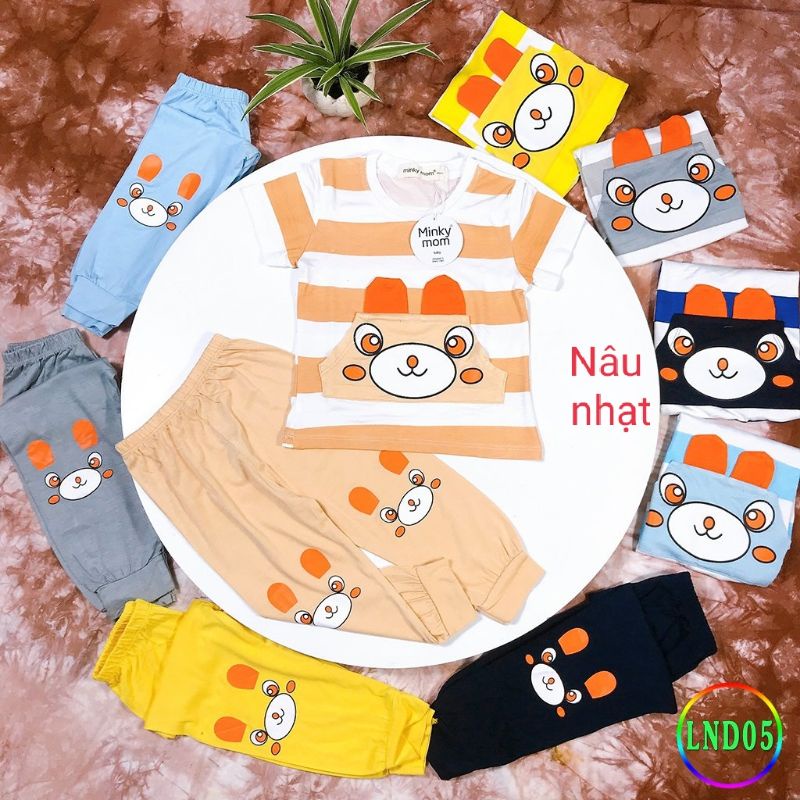 Size đại Bộ đồ ngủ bé trai bé gái áo tay ngắn quần dài Minky mom chất thun cotton lạnh