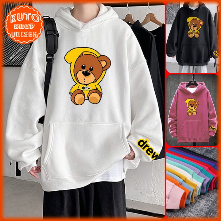 ÁO HOODIE DREW Nỉ Ngoại Cao Cấp In Pet Siêu Bền Siêu Đẹp (HD2840 - Gấu Bông - Kèm Ảnh Thật)