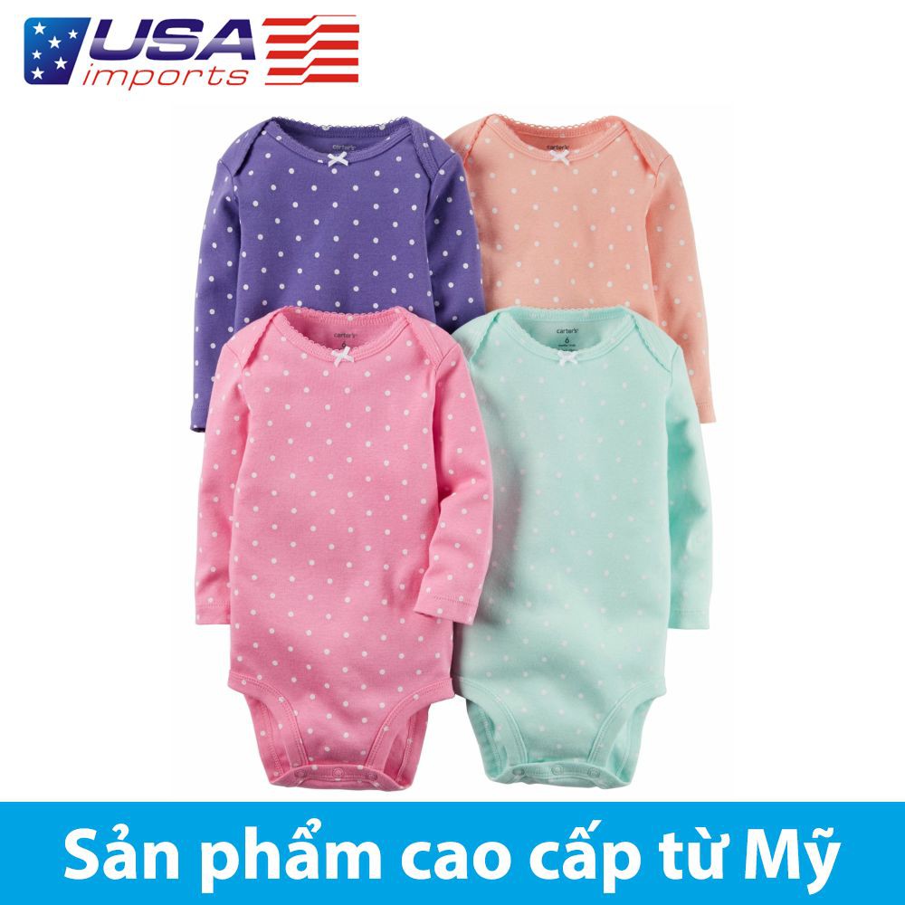 Set 4 bodysuit tay dài Car-tờ Auth Từ Mỹ (126g336)