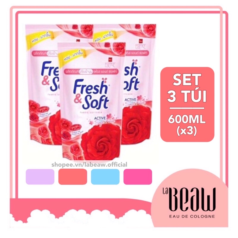 [SET 3 TÚI] Nước xả FRESH SOFT Thái Lan 600ML khách chọn màu