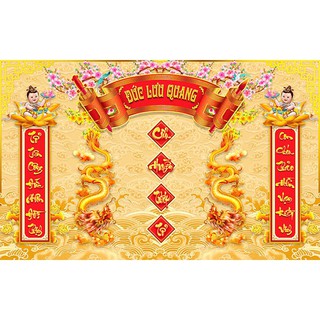 Tranh dán tường VTC tranh trang trí bàn thờ cửu huyền thất tổ UD0934 kim sa nhiều mẫu và kích thước
