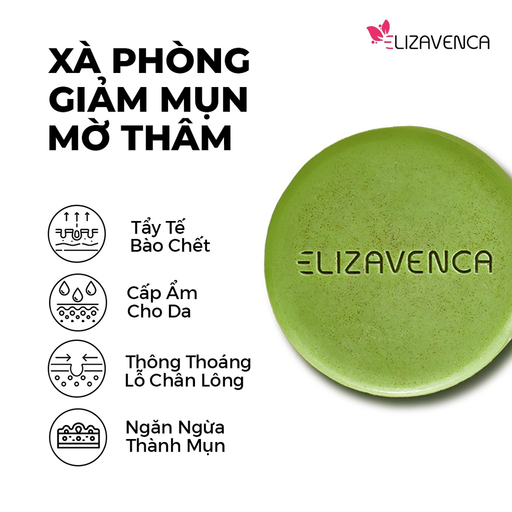 Xà phòng tắm giảm mụn lưng ngực, thâm mụn nang lông Elizavenca 80gr