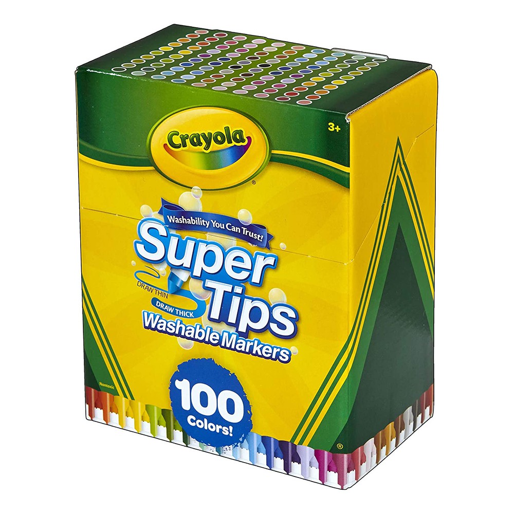 Bộ 100 màu bút lông Crayola Super Tips dễ dàng tẩy xóa bằng nước dành cho trẻ