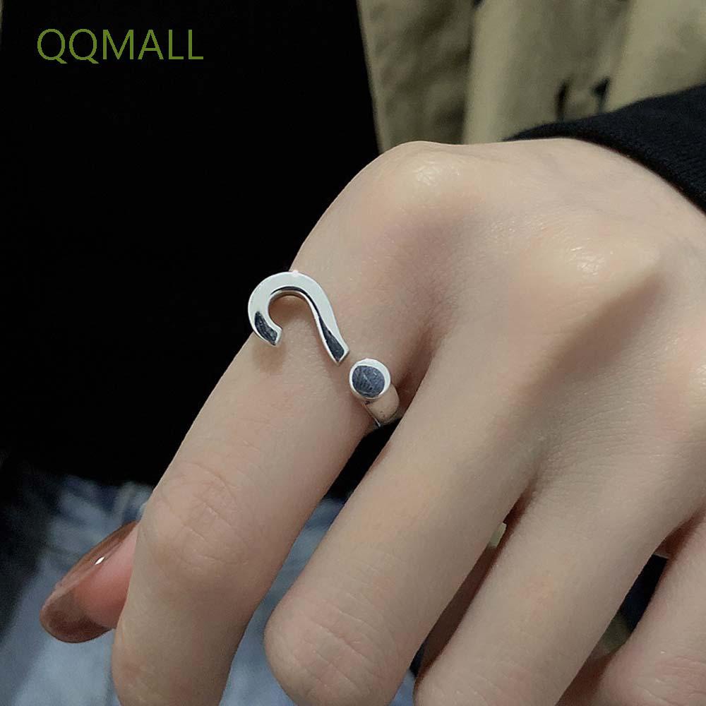 Nhẫn Kim Loại Hình Dấu Chấm Hỏi / Dấu Chấm Hỏi Nhiều Màu Sắc Phong Cách Hàn Quốc Đơn Giản Cho Nữ