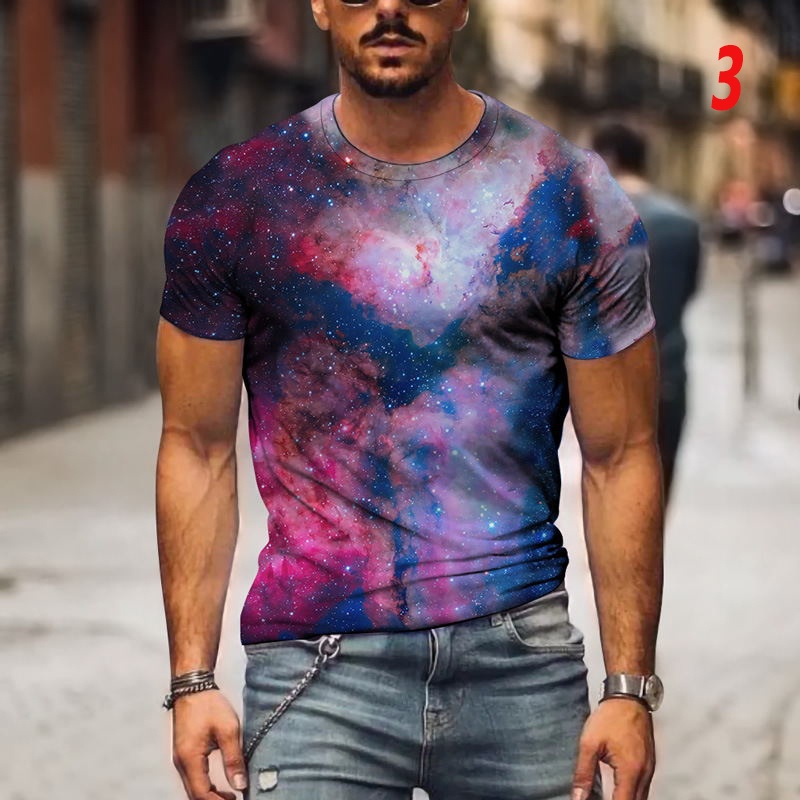 Áo thun nam ngắn tay in hình bầu trời sao 3D XXS-6XL