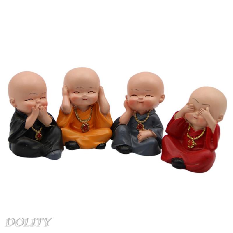 Set 4 tượng chú tiểu mini dễ thương dùng để trang trí vườn