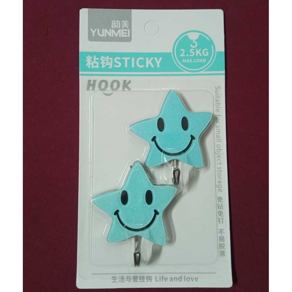 Vỉ 2 móc treo đồ hình lá / hình sao (tự chọn)