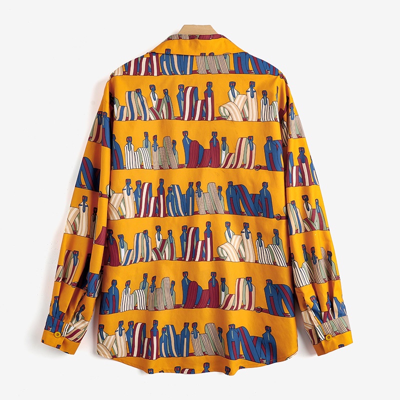 Áo sơ mi Zanzea tay dài dáng rộng in họa tiết phong cách cổ điển dễ phối đồ thời trang dành cho nữ