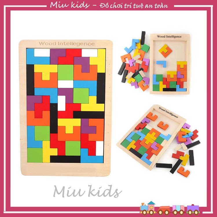 [MUA 1 ĐƯỢC 5] Đồ Chơi xếp hình lắp ráp Montessori Bằng Gỗ Tetris Cho Bé_ 40 miếng