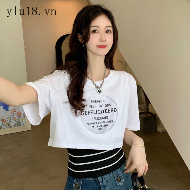 Áo Thun Ngắn Tay Giả Hai Lớp Phong Cách Phương Tây Thời Trang Mùa Hè Cho Nữ