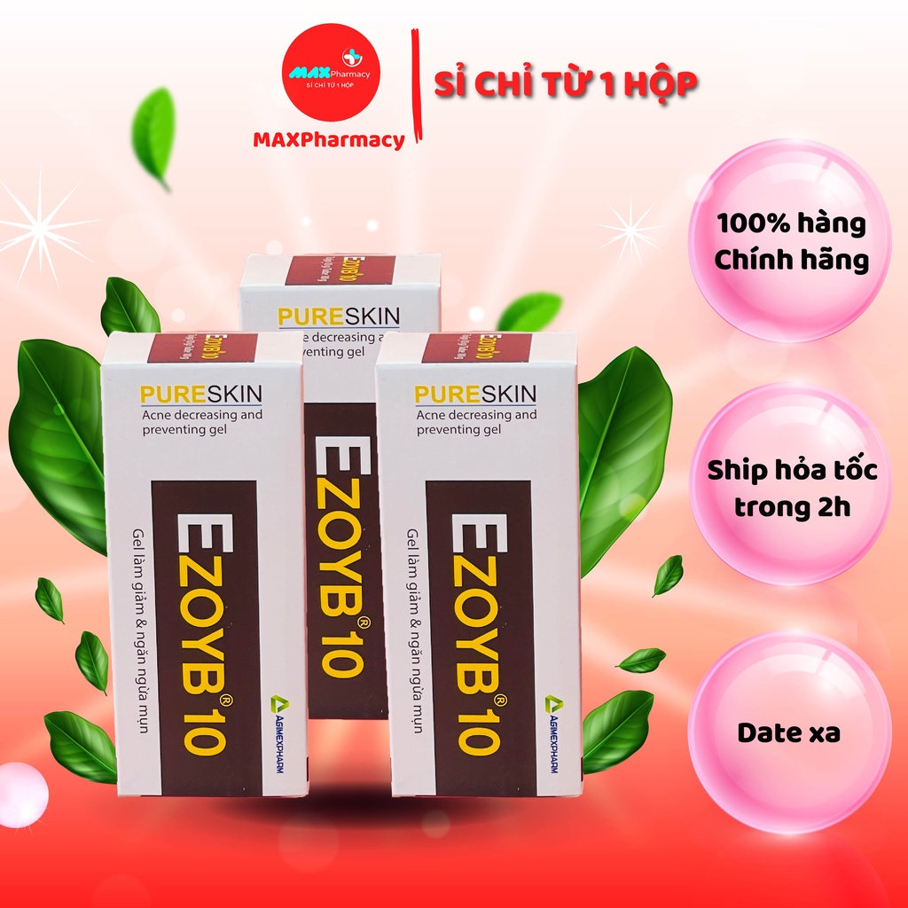 COMBO 10 TUÝP EZOYB 10 Gel làm giảm và ngăn ngừa mụn Benzoyl peroxide 10% - Minpharmacy