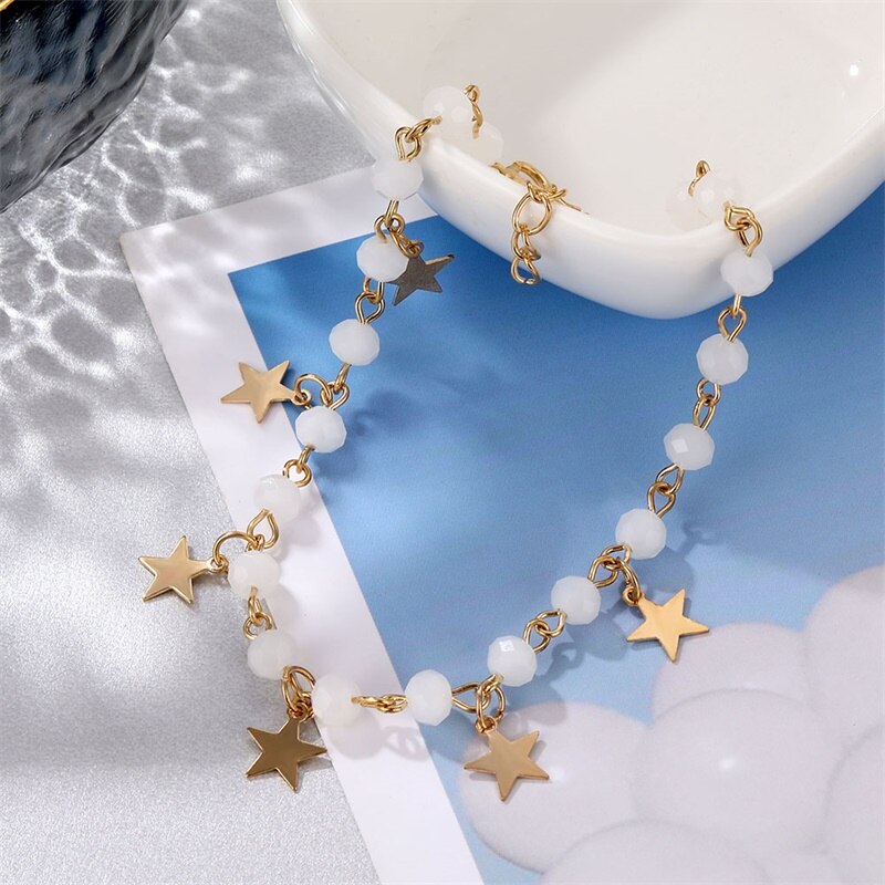 Lắc chân đính hạt đá và mặt ngôi sao màu vàng thời trang vintage cho nữ | BigBuy360 - bigbuy360.vn