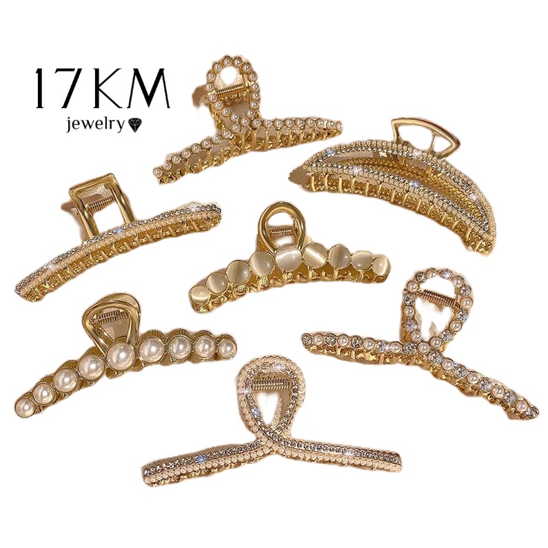 Kẹp tóc 17KM bằng kim loại đính đá opal đa năng thời trang tùy chọn kiểu dáng dành cho nữ