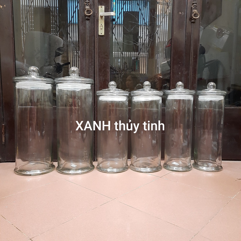 Bình thủy tinh trụ trơn ngâm củ sâm, ngâm quả, ngâm nấm linh chi - 25 Lít