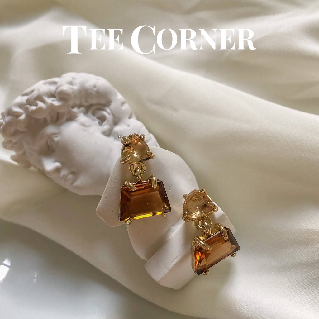 Khuyên Tai Đính Đá Hổ Phách Thời Trang