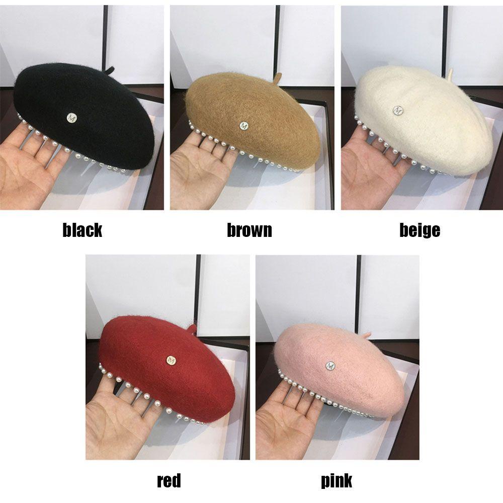 EUTUS Mũ Beret Len Màu Trơn Phong Cách Thanh Lịch Dễ Phối Đồ