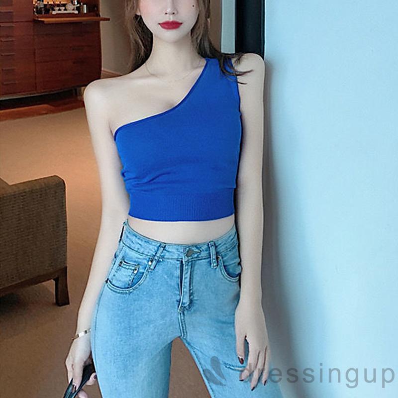 Áo croptop không tay màu sắc đơn giản thời trang cho phái nữ