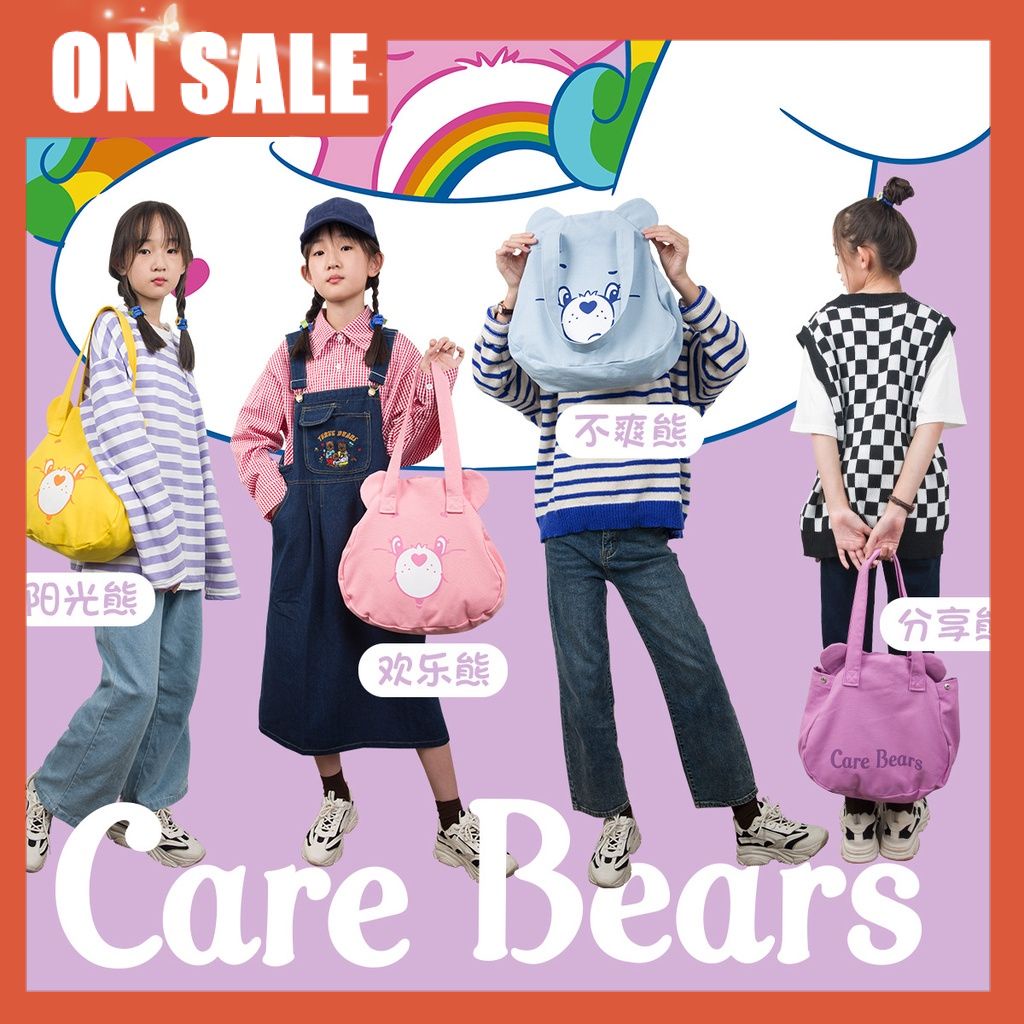 Túi xách vải canvas họa tiết gấu thiết kế xinh xắn dễ thương cho học sinh