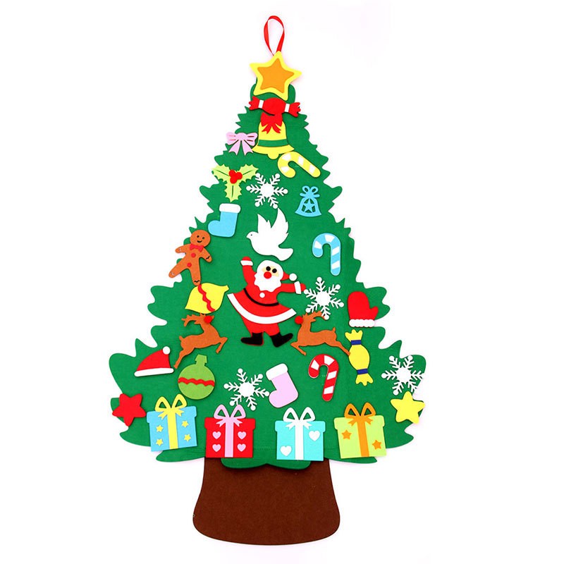 Cây thông Noel bằng vải dạ treo tường tặng kèm đồ trang trí + Đèn LED - Dreamworld