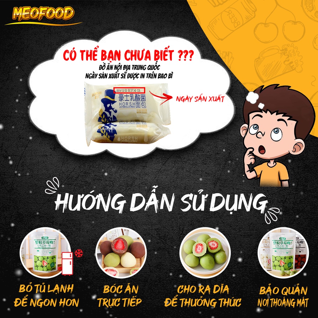 Socola Bọc dâu tây sấy lạnh ngon gói 60G Đồ ăn vặt Meofood MF11