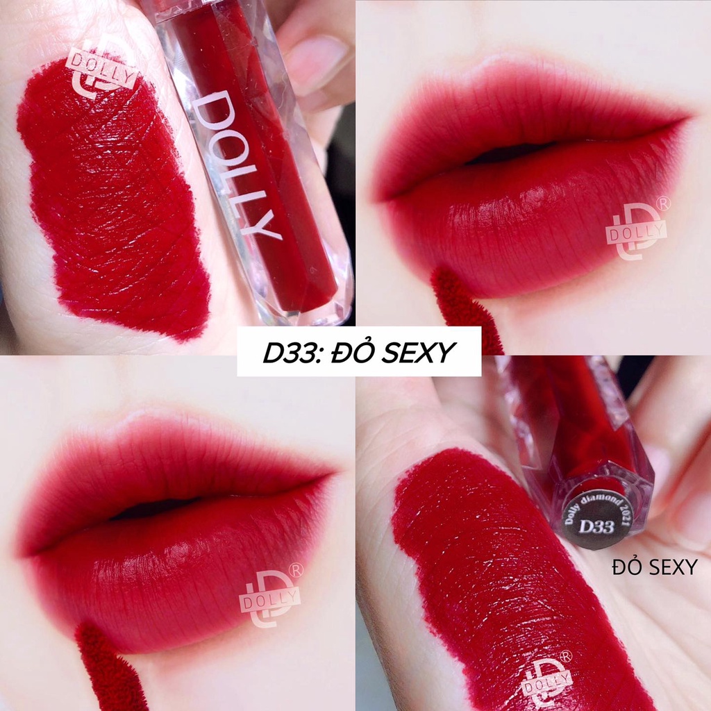 Son dolly Diamond dòng kem lì siêu mềm mịn, không chì, không trôi MÀU ĐỎ SEXY