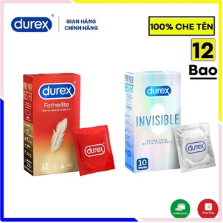 (siêu mỏng và trong suốt) combo bao cao su Durex Invisible 10 bao và bao cao su Durex Fetherlite 12 bao+ tặng hộp 3 bao