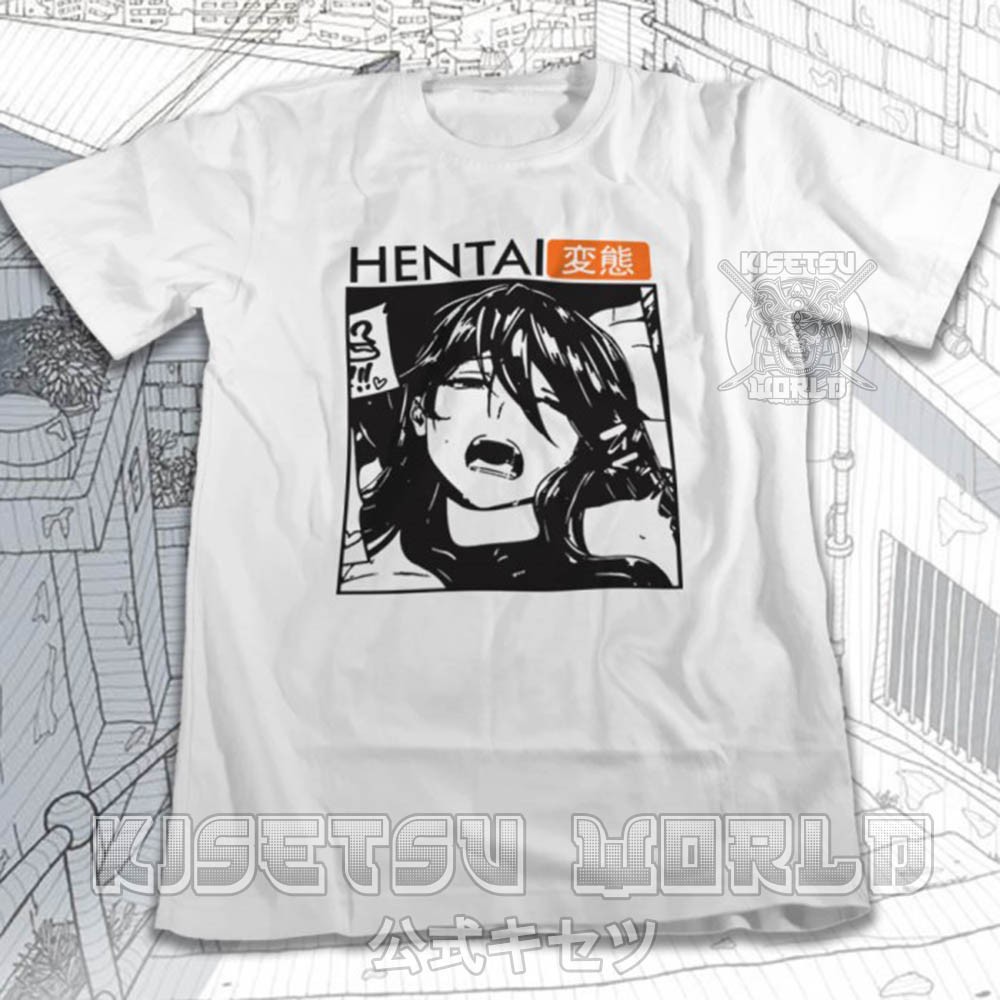 Áo thun Kisetsu - HENTAI HUB / Kaos Distro Katakana Jepang Wibu Otaku Japanese Anime Manga Tshirt / 6137 sale sốc