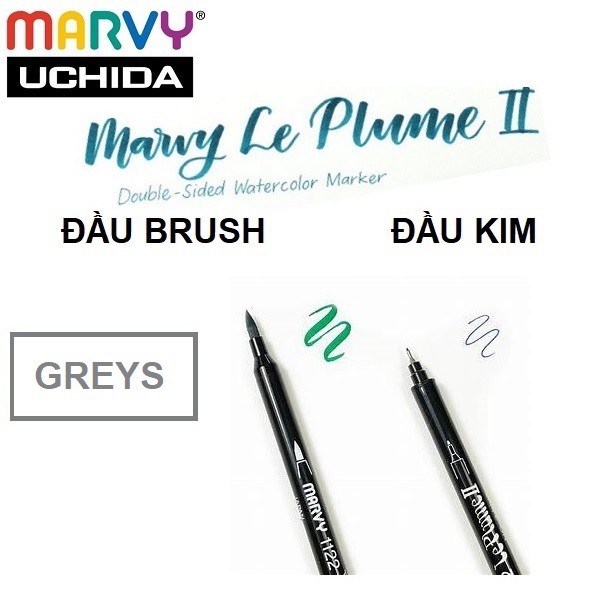 [Giá sỉ] [GREYS] Bút lông màu hai đầu chất lượng cao Marvy Le Plume II - 1122