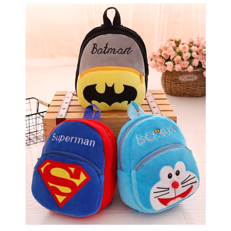 Balo mini đi học chất liệu nhung nhiều hình nhân vật hoạt hình cho các bé mẫu giáo