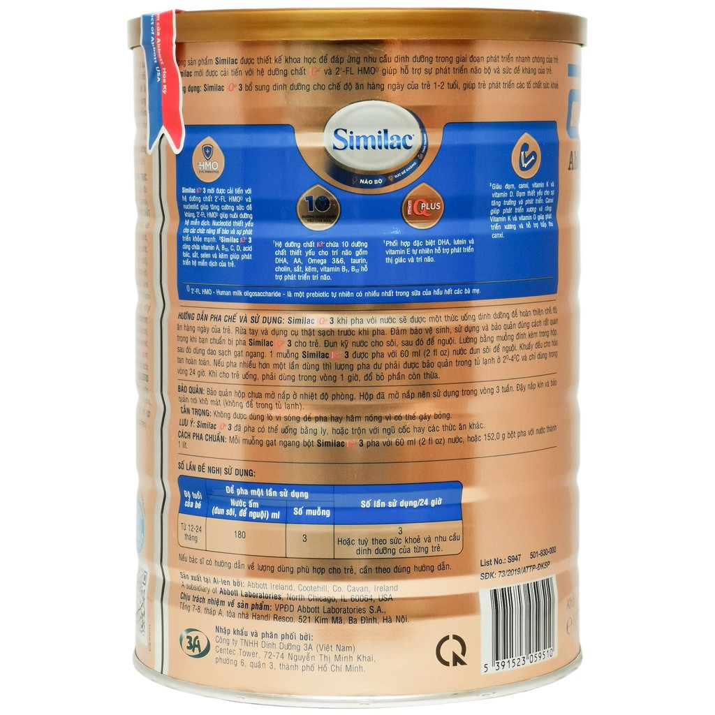 SỮA BỘT SIMILAC 3/4 1.7KG