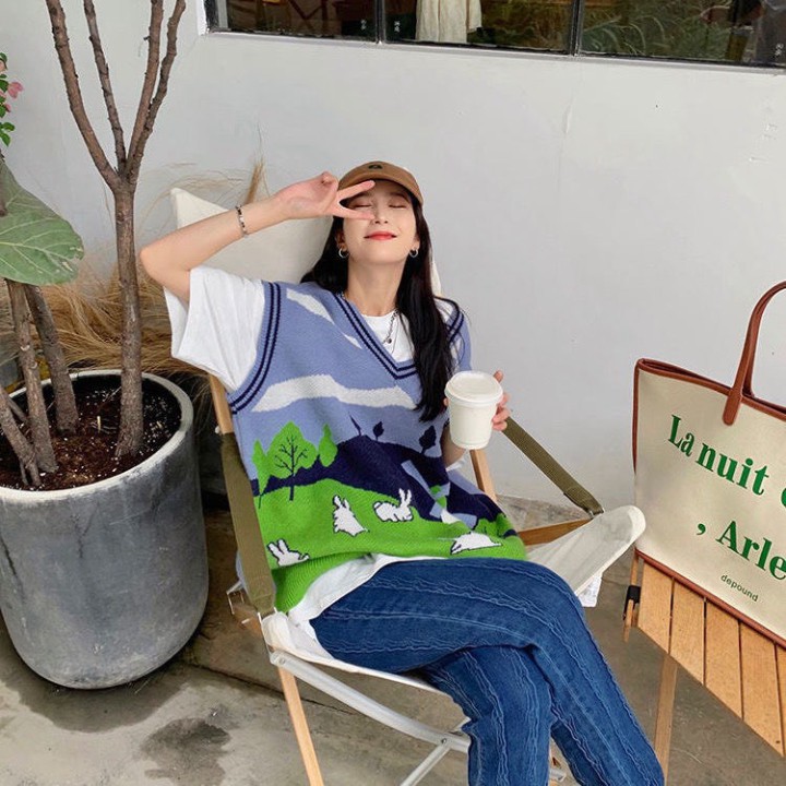 Áo Gile Len Cặp Đôi Nam Nữ Dáng Rộng, Áo Len Unisex FreeSize Hàng Quảng Châu Cao Cấp