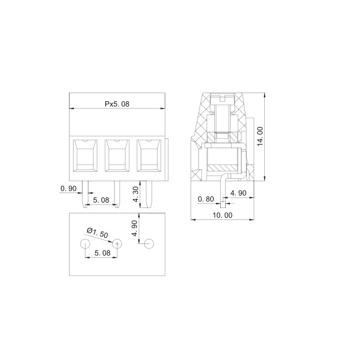 Domino KF128 2P 3P bước 5,0MM / 5,08MM loại vít có thể nối 300V / 10A