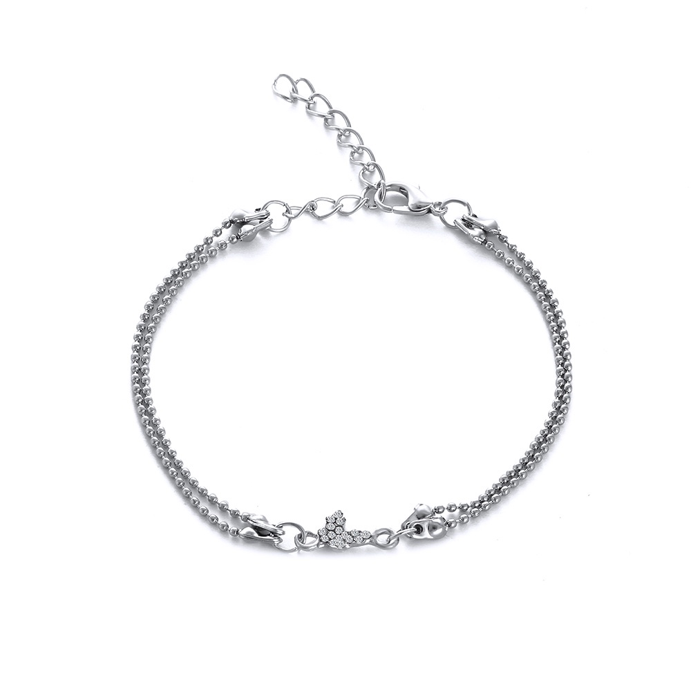 Vòng Tay Chuỗi Hạt Hai Lớp Mặt Hình Bướm Thời Trang Cho Nữ