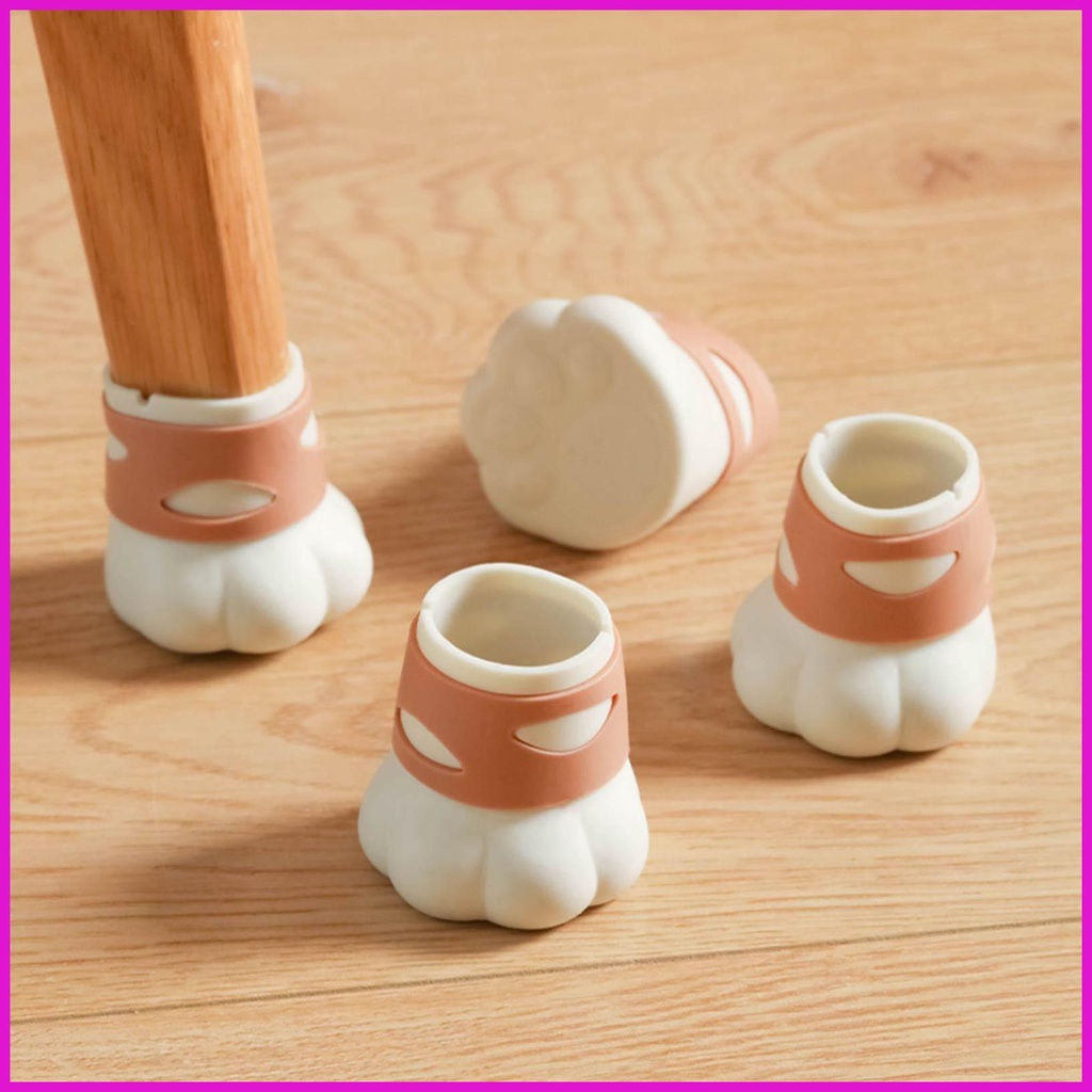 Bộ 4 Miếng Bọc Chân Bàn Ghế Bằng Silicone Hình Chân Mèo