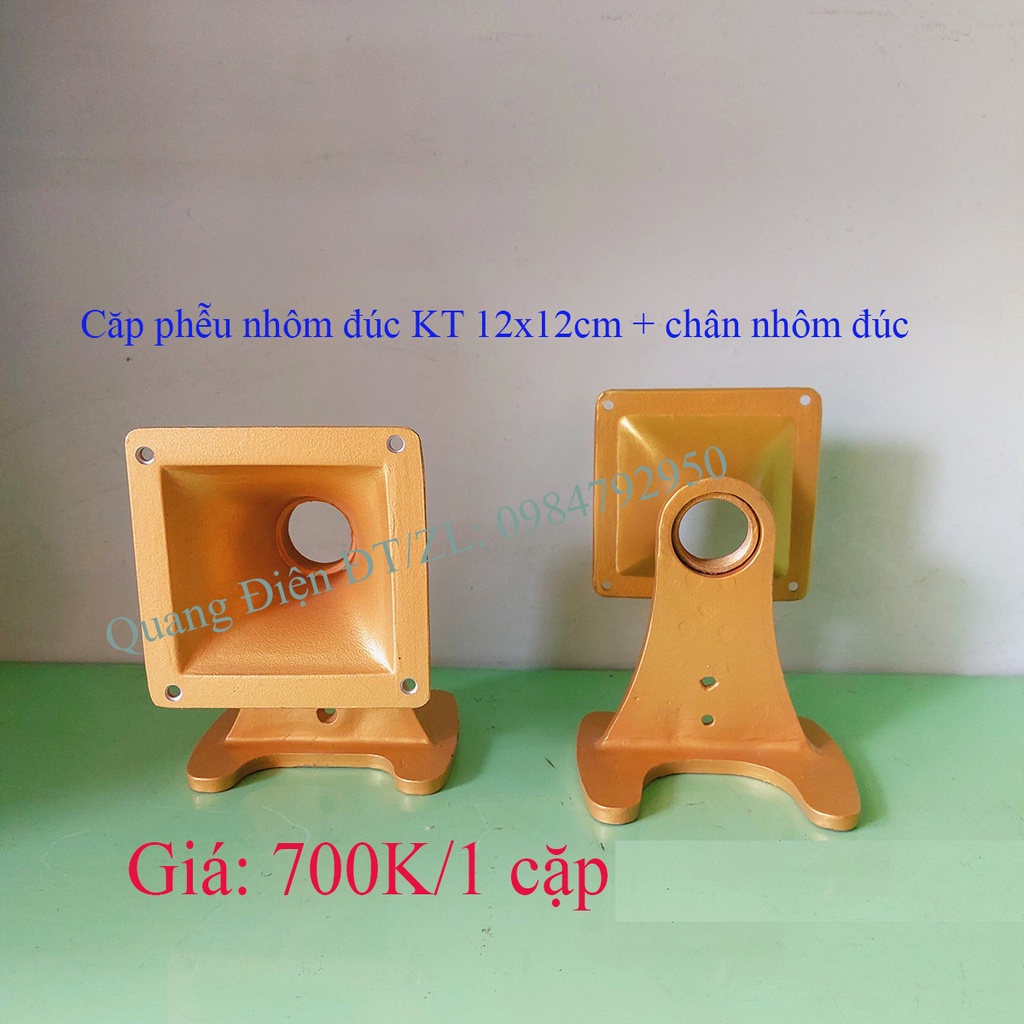 Họng Kèn Nhôm Đúc Ren xoáy 12x12cm, chân nhôm đúc, dùng lắp củ treble kèn 250, 350, 450 ren xoáy - Cubo Mart