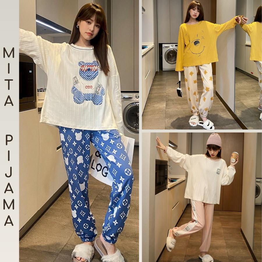 Đồ ngủ nữ pijama cotton cao cấp mặc nhà đẹp tay dài siêu cute dễ thương – CTD1