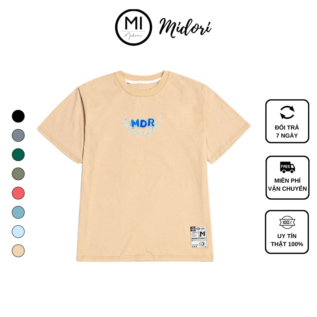 Áo phông tay lỡ form rộng Unisex Thêu Nam Nữ Logo MDR Cao Cấp Local Brand Mi Midori