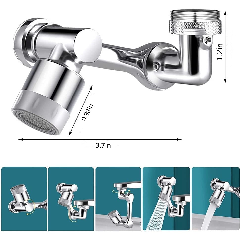 1080° Đầu Nối Dài Vòi Nước Bồn Rửa Chén/Nhà Tắm/Nhà Bếp Có 2 Chế Độ Vòi Nước Và 3 Chế Độ Lọc/Xốp Lắp Đặt