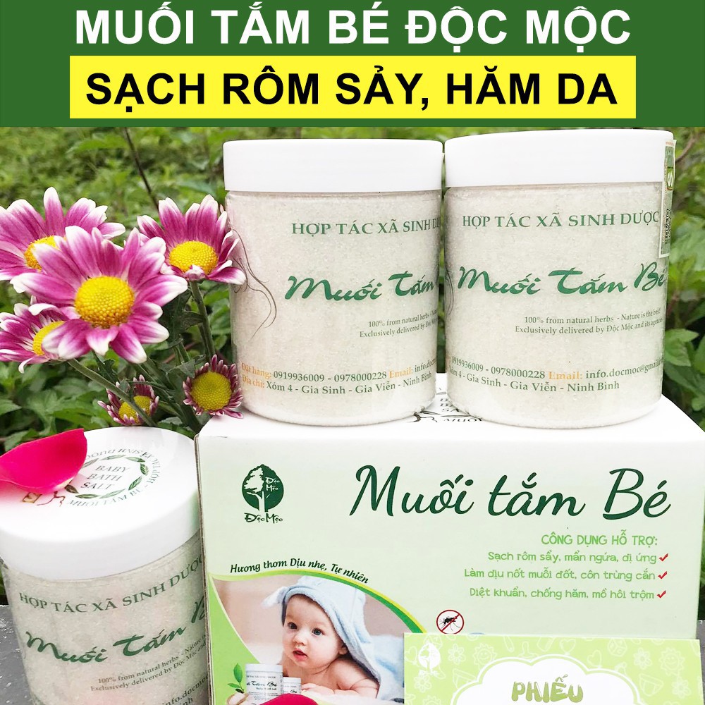 [TẶNG QUÀ CHO MẸ] Muối tắm bé Độc mộc lọ 400g - hết rôm sảy, tràm sữa, hăm da (TẶNG ĐAI LỊT BỤNG CHO MẸ)