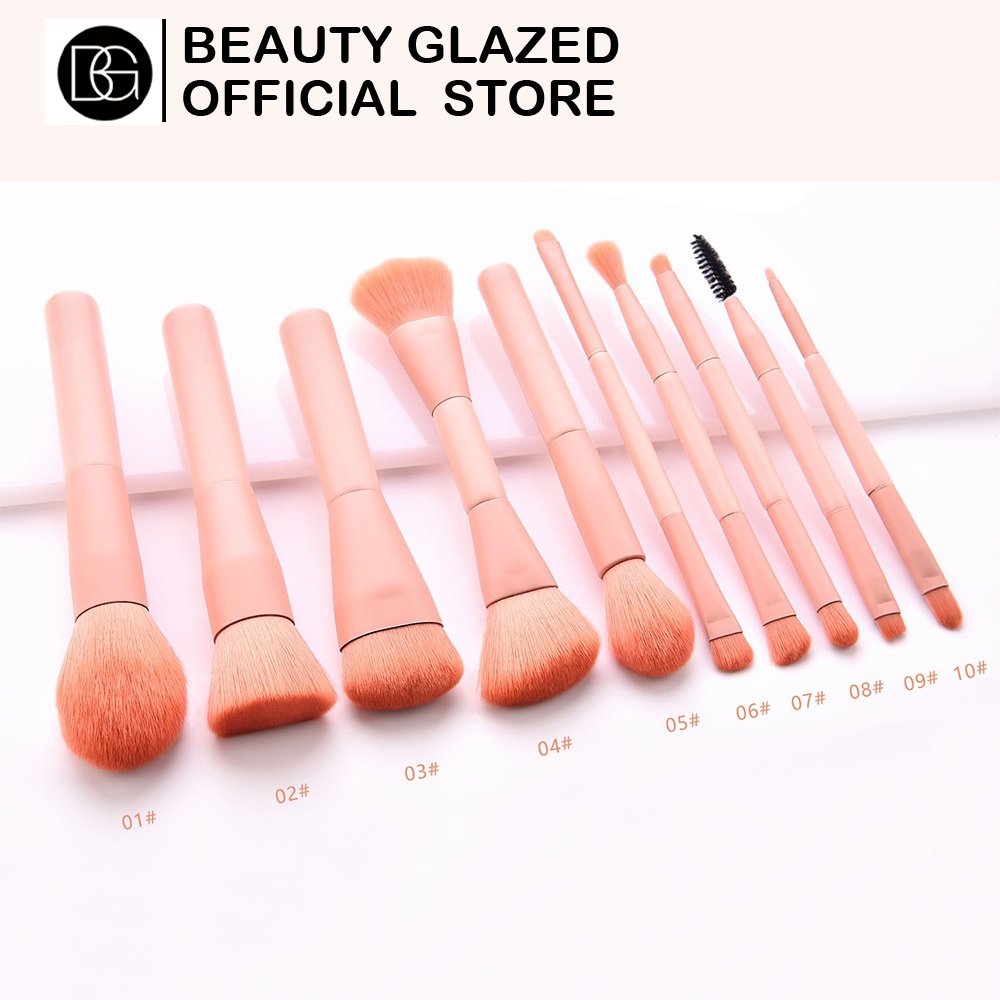 BEAUTY GLAZED Cọ trang điểm màu hồng công chúa phủ phấn chuyên nghiệp bền bỉ