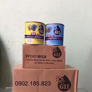 Keo dán đa năng 2 thành phần Epoxy HCLB 611 (bộ 11kg): gỗ, nhựa, bê tông, gạch, đá