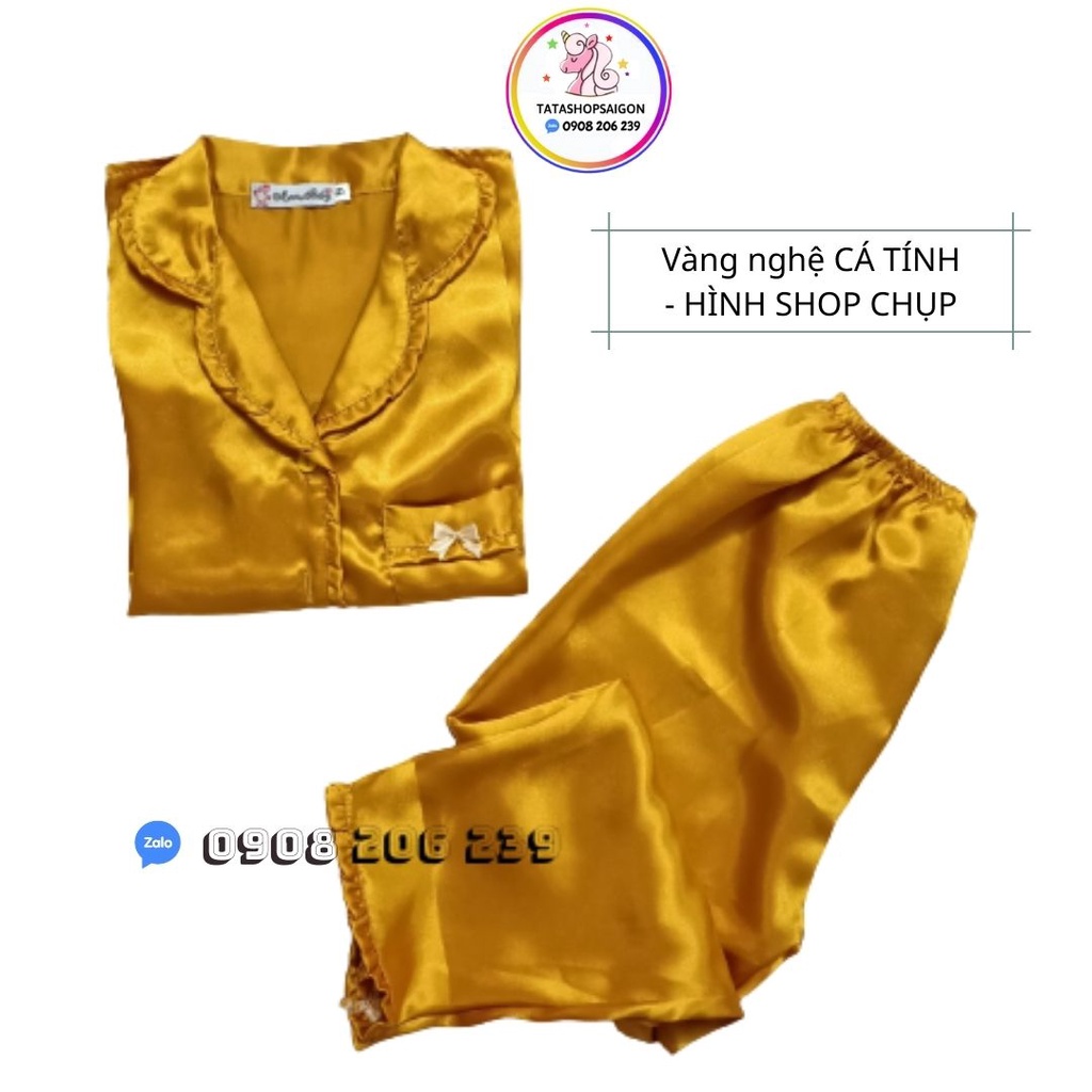 11-40kg Bộ quần áo dài tay phi lụa bóng bé gái - Bộ pijama dài tay size đại cho bé gái -tatashop