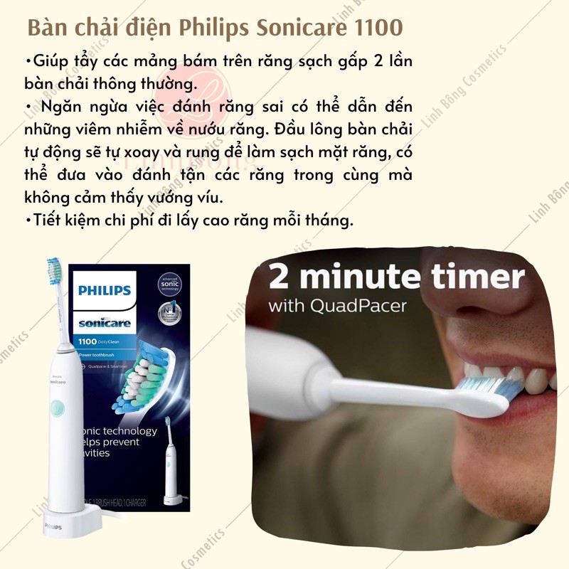 BÀN CHẢI ĐÁNH RĂNG ĐIỆN PHILIPS SONICARE 1100 DAILY CLEAN