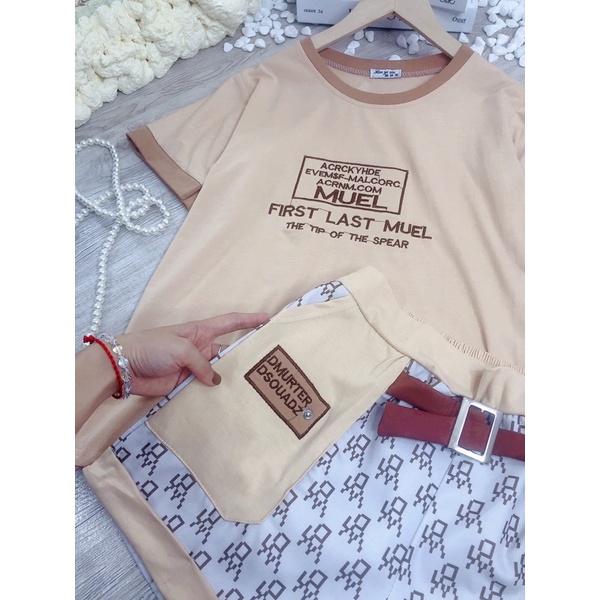 [ 𝐅𝐑𝐄𝐄 𝐒𝐇𝐈𝐏 ] BỘ ĐÙI BE PHỐI CHỮ BO CỔ THÊU CHỮ NẮP TÚI HỌA TIẾT CAO CẤP