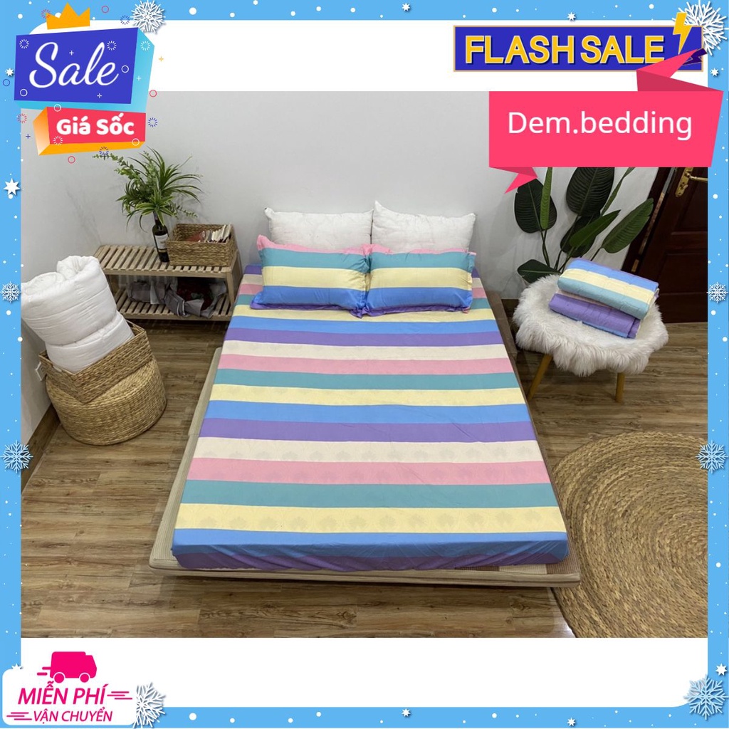 Bộ ga gối 1m2x2m.1m6x2m,1m8x2m bọc đệm dày tối đa 20cm-mẫu kẻ sắc màu