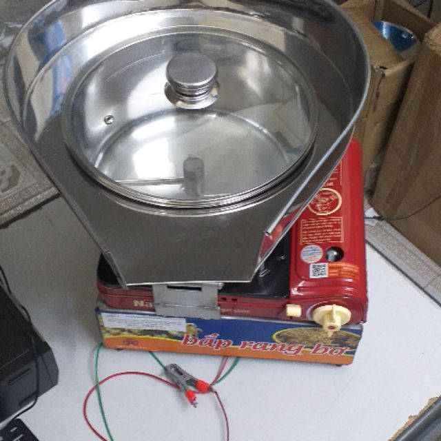 Máy nổ bắp rang bơ chạy bếp ga mini ,bếp ga du lịch,nổ ngô mỹ và bơ cái lân .Nồi bằng inox siêu bền đẹp ,bảo hành 1 năm