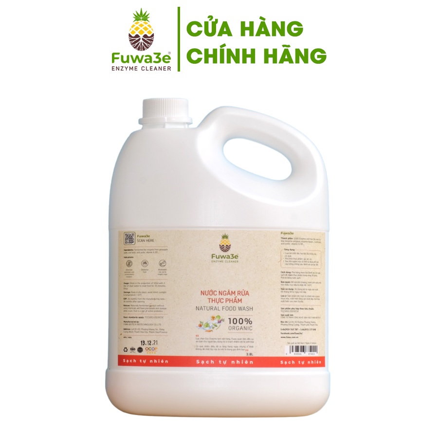 Nước ngâm rửa thực phẩm Fuwa3e làm sạch thực phẩm khử mùi thuốc sâu chất bẩn 3.8L