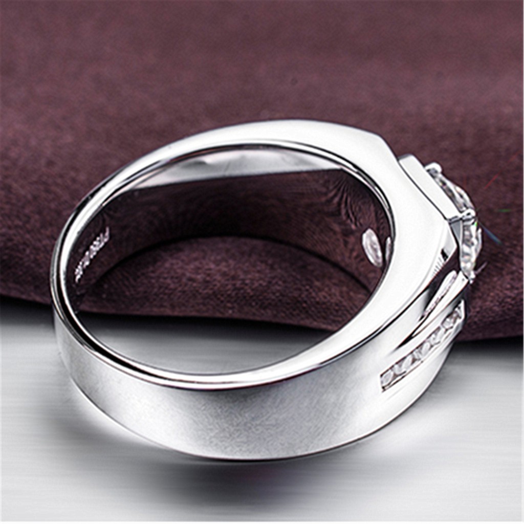 Nhẫn vàng trắng thời trang nam Nhẫn đính hôn đá quý trắng